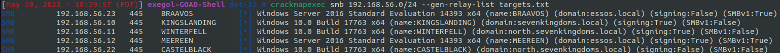 crackmapexec signing off